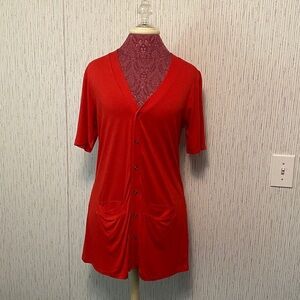 Agnes & Dora Size Small Red Button Down Top with Pockets NWT